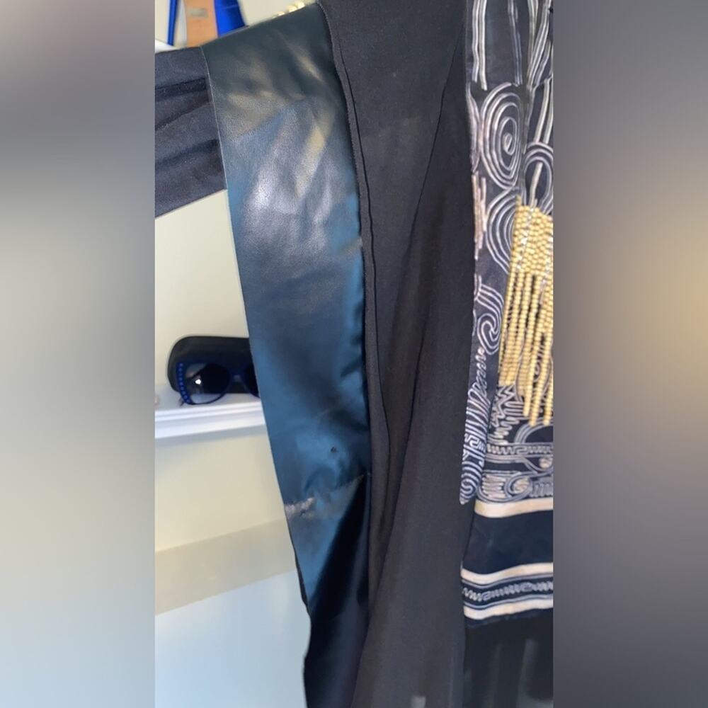 D Square Black & Gold Blouse - Satin Details, Zipper Front - Picture 10 of 11